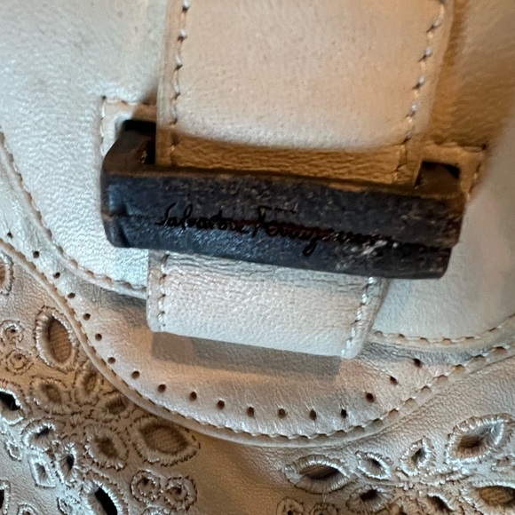 SALVATORE FERRAGAMO Leather Neutral Perforated Shoulder Bag - Picture 13 of 14